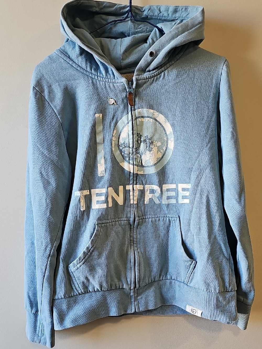 tentree Large Blue Full-Zip Hoodie